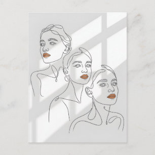 Carte Postale Trio Féminin en Art Linéaire