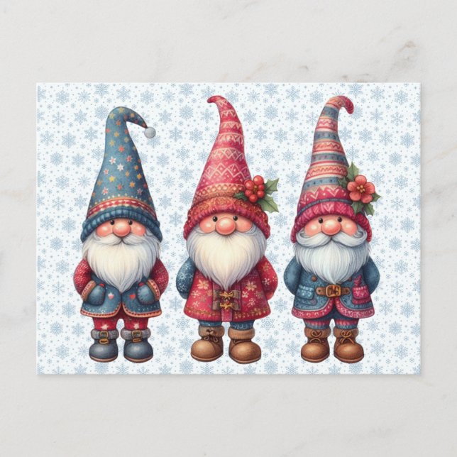Carte postale Trio Gnomes de Noël (Devant)