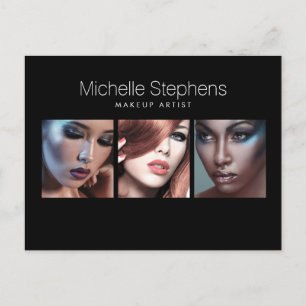 Carte Postale Trio photo moderne pour artistes maquillage Noir