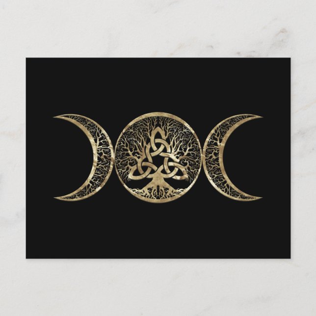 Carte Postale Triple Lune Arbre de Vie Triquetra (Devant)
