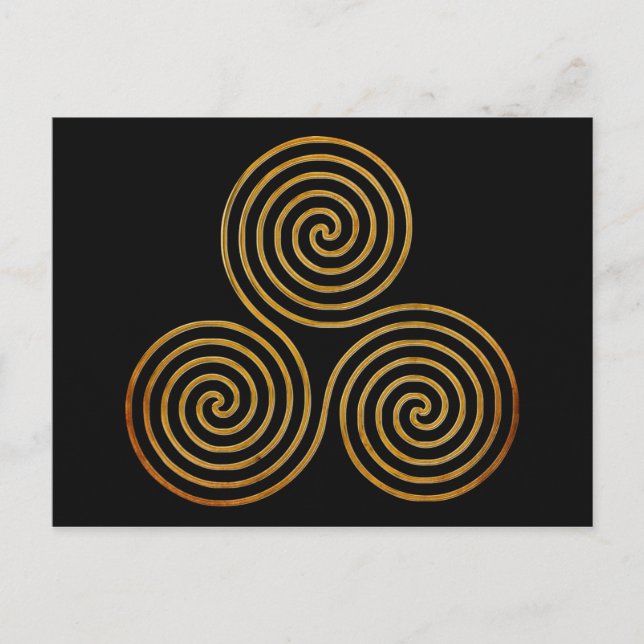 Carte Postale triple spirale celtique - OneLine d'or antique, no (Devant)