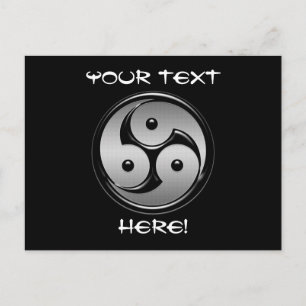 Carte Postale Triple Yin Yang - Métal et Noir brillant