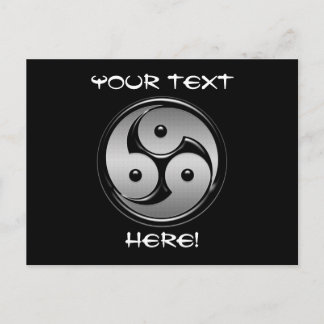 Carte Postale Triple Yin Yang - Métal et Noir brillant
