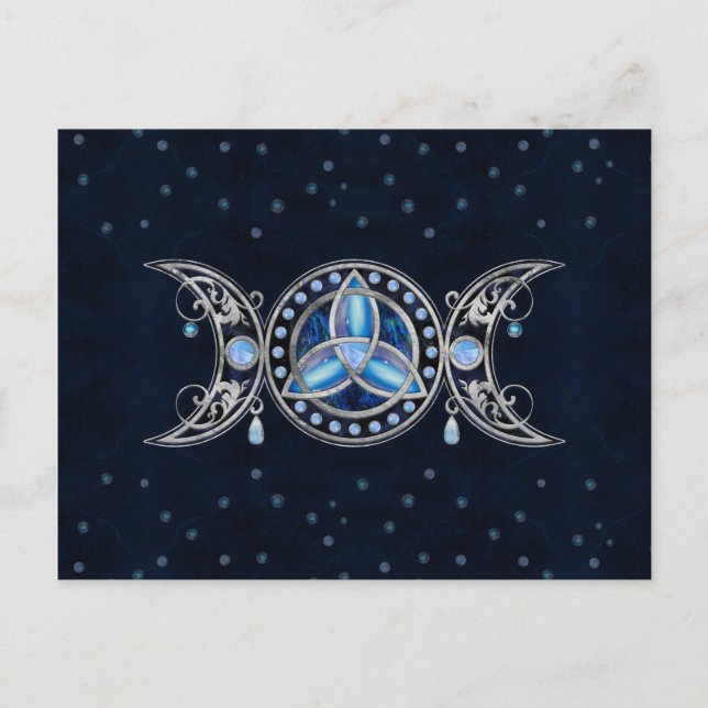 Carte Postale Triquetra Triquetra Triple Lune avec Pierre Lune (Devant)