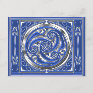 Carte Postale Triskel en argent bleu
