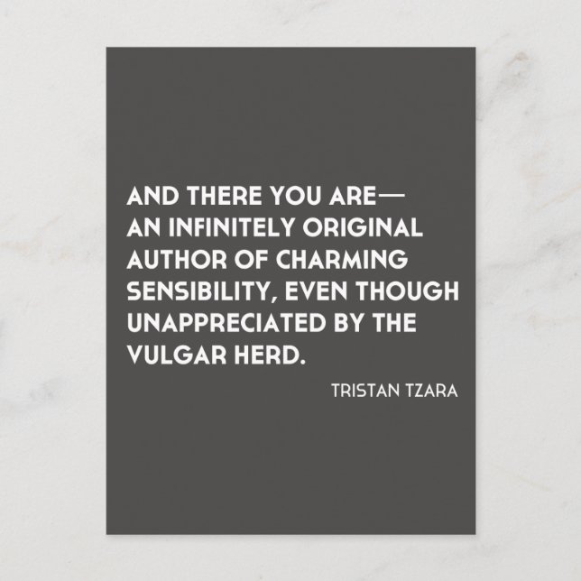 Carte postale Tristan Tzara "Infiniment Originale" (Devant)