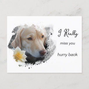 Carte Postale *~ Triste Chien AP61 Fleur Tu Me Manques Vite