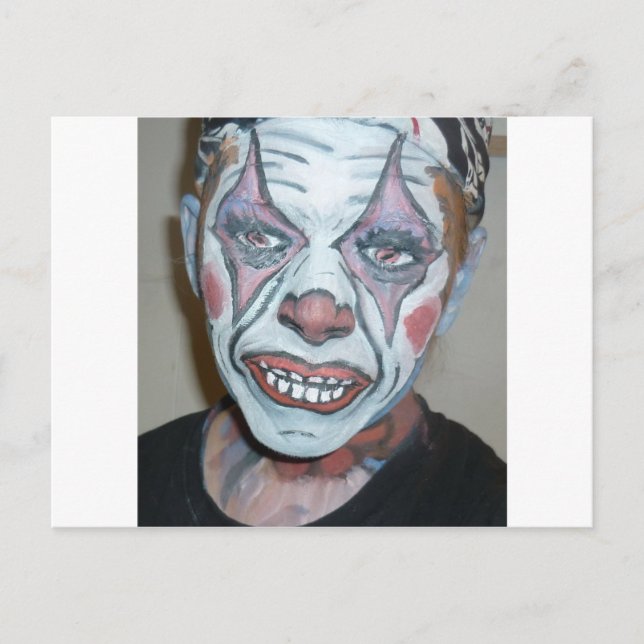 Carte Postale Triste Clowns Effrayant Clown peinture visage (Devant)