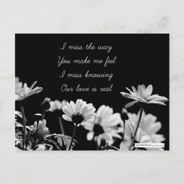 Carte Postale Triste Disparue Vous Brisé Love Poem (Devant)