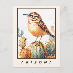 Carte Postale Troglodyte des cactus Oiseau du désert Oiseau de l