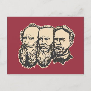 Carte Postale Troïka russe : Tolstoï, Dostoïevski, Chekhov