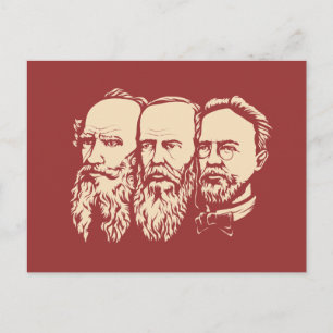 Carte Postale Troïka russe : Tolstoy, Dostoevsky, Chekhov