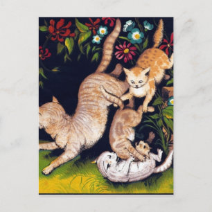 Carte Postale Trois chats joueurs