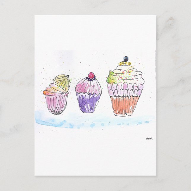 Carte Postale Trois Cupcakes (Devant)