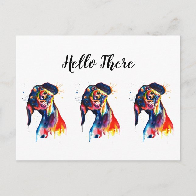 Carte postale Trois Dachshunts colorés (Devant)