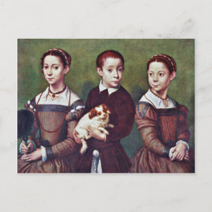 Carte Postale Trois Enfants Avec Chien Par Anguissola Sofonisba