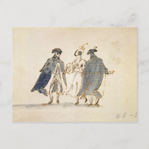 Carte Postale Trois figures masquées dans le costume de carnaval