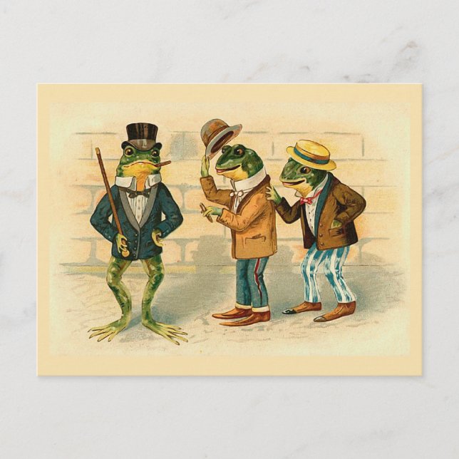 Carte Postale "Trois grenouilles sociables" (Devant)