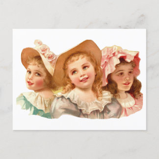 Carte Postale Trois Jolies Fillettes Vintage