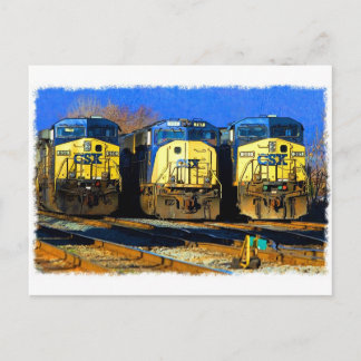 Carte Postale Trois Locomotives Diesel