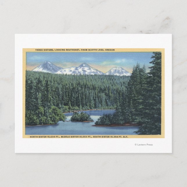 Carte Postale Trois monts Sisters près de Bend, OU de Scott (Devant)