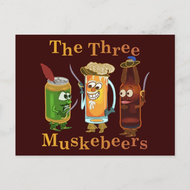 Carte Postale Trois Muskebeers Funny Beer Pun (Devant)