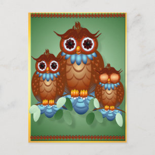 Carte postale Trois Petites Chouettes Alert