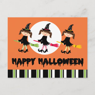 Carte Postale Trois petites sorcières joyeuses Halloween