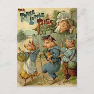 Carte Postale Trois Petits Chiens Vintage Fairy Tale