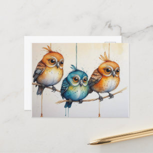 Carte Postale Trois Petits Oiseaux