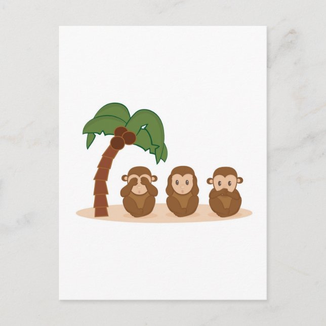 Carte Postale Trois petits singes - três macaquinhos (Devant)