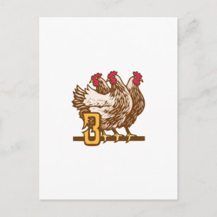 Carte Postale Trois poules françaises
