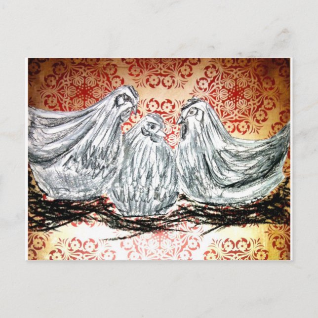 Carte Postale Trois poules françaises (Devant)