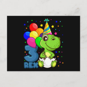 Carte Postale TROIS REX 3 ans 3e anniversaire garçon Dino