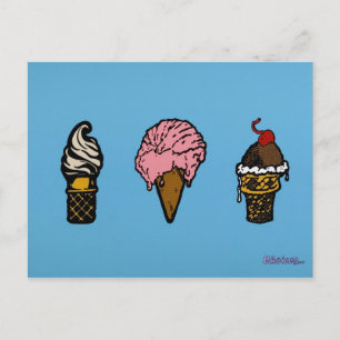 CARTE POSTALE "TROIS SCOOPS"
