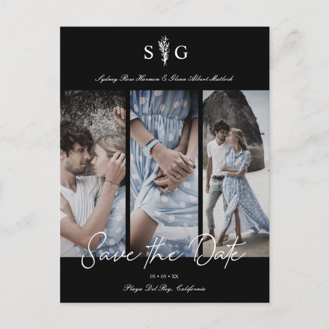 Carte Postale Trois séances de collage de photos de mariage pour (Devant)