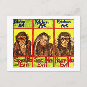 Carte Postale Trois singes sages