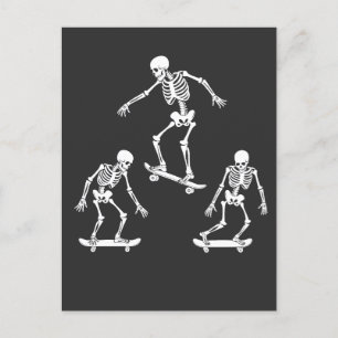 Carte Postale Trois skateboard Éffrayant Skeleton Halloween