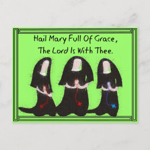 Carte Postale Trois Soeurs S'Agenouillent "Salut Marie Pleine De