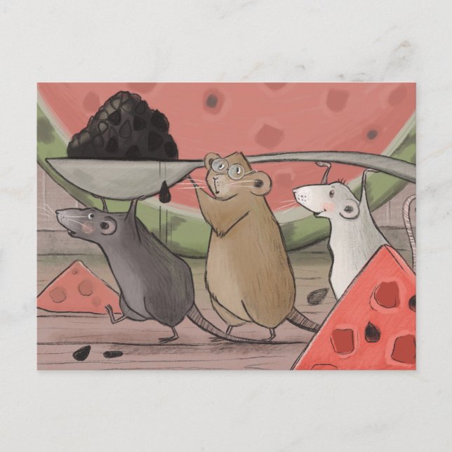 Carte Postale Trois souris. (Devant)