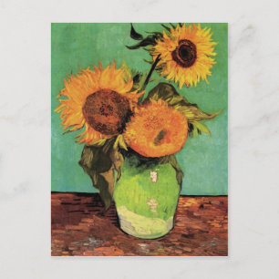 Carte Postale Trois tournesols dans un vase de Van Gogh