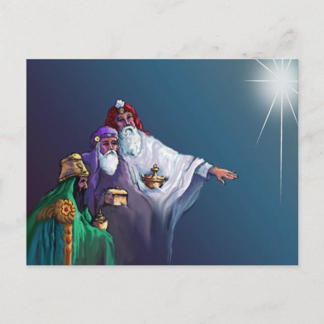 Carte Postale TROIS WISEMEN & STAR par SHARON SHARPE (Devant)