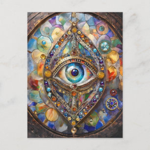 Carte Postale Troisième œil sur verre et bronze