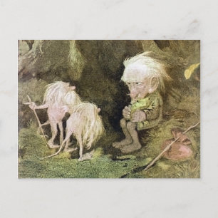 Carte Postale Troll avec sa grenouille