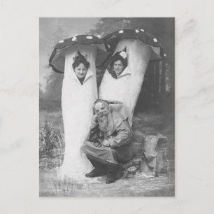 Carte Postale Troll victorien vintage et costume de champignons