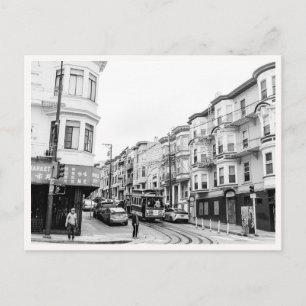Carte Postale Trolley de Russian Hill San Francisco Noir & Blanc