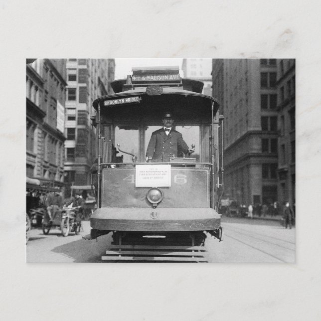 Carte Postale Trolley du pont de Brooklyn, 1915 (Devant)