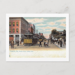 Carte Postale Trolley sur Franklin St, Tampa, Floride Vintage