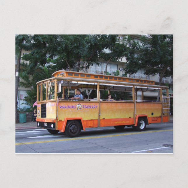 Carte Postale Trolley Waikiki, Honolulu, Hawaii (Devant)