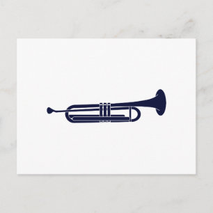 Carte Postale Trompette Horizontal Solid Bleu Musicien Graphique